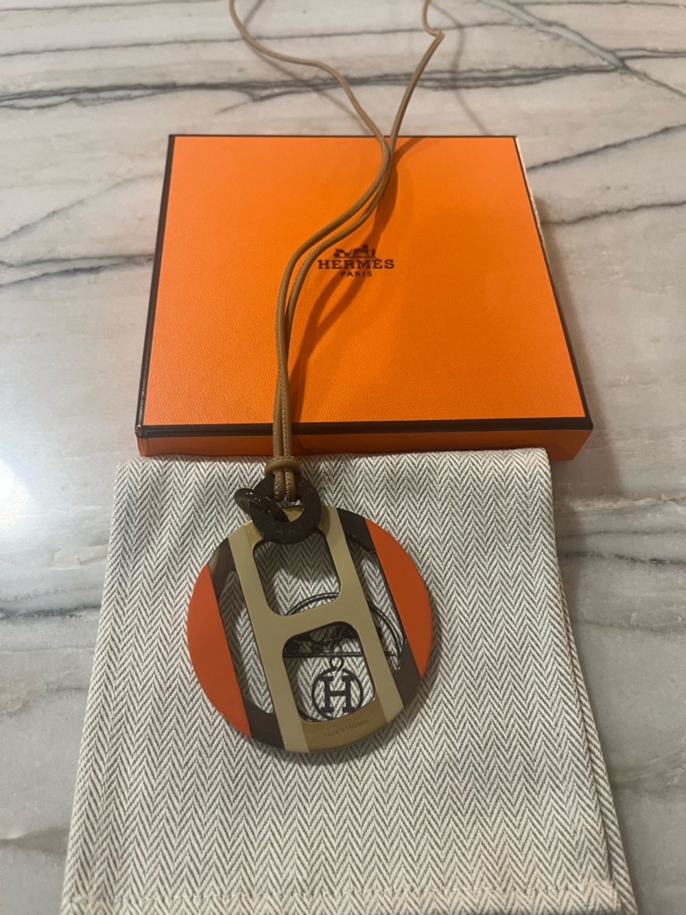 Hermès H Equipe Pendant in Horn - NWT